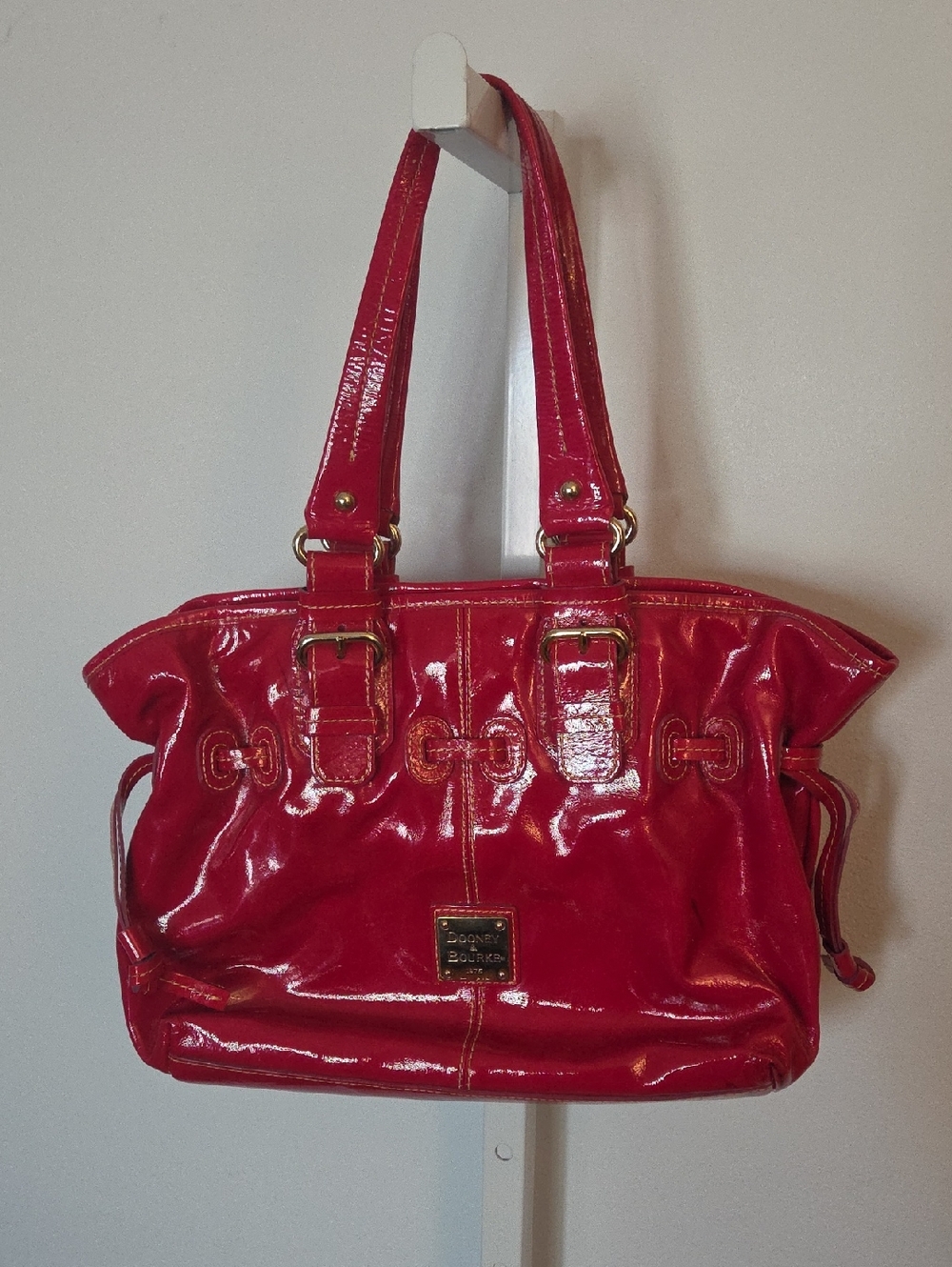 Dooney & Bourke Glossy Red Patent Shoulder Tote